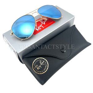 RAY BAN | NEW | AVIATOR MEDIUM | 3025 112 - 4L | MATTE GOLD | BLUE MIRROR